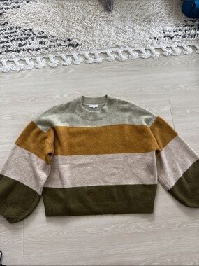 Crescent Olive Ribbed Crewneck Sweater